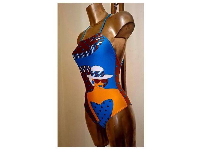 Autre Marque Bañador de una pieza Roberta Mare con estampado para mujer Castaño Blanco Azul Naranja - vista 11