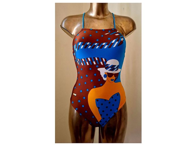 Autre Marque Bañador de una pieza Roberta Mare con estampado para mujer Castaño Blanco Azul Naranja - vista 2