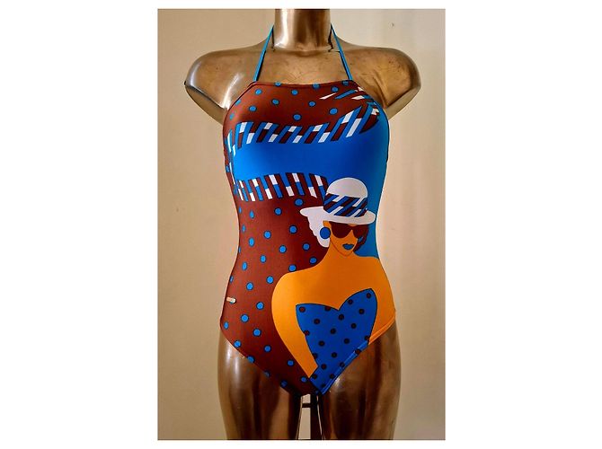 Autre Marque Bañador de una pieza Roberta Mare con estampado para mujer Castaño Blanco Azul Naranja - vista 3