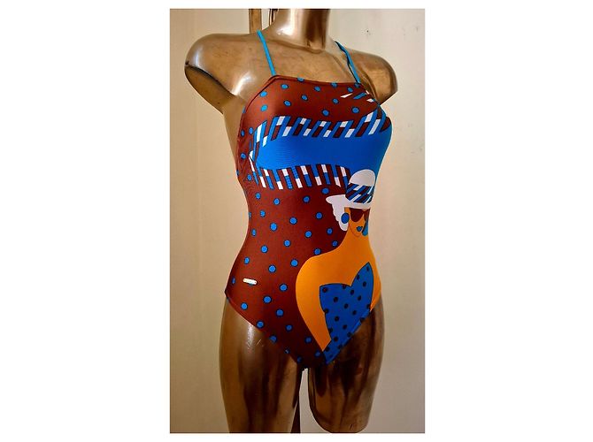 Autre Marque Bañador de una pieza Roberta Mare con estampado para mujer Castaño Blanco Azul Naranja - vista 4