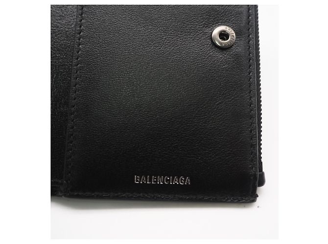 Everyday Balenciaga Monaco Leder-Kompaktgeldbörse Schwarz - Ansicht 11