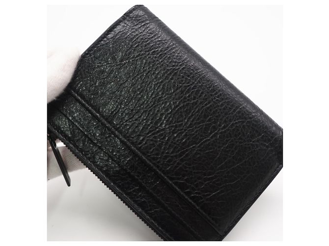 Everyday Balenciaga Monaco Leder-Kompaktgeldbörse Schwarz - Ansicht 3
