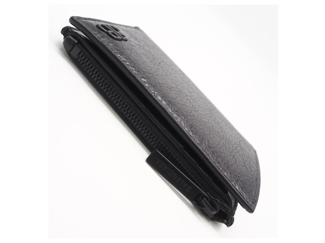 Everyday Balenciaga Monaco Leder-Kompaktgeldbörse Schwarz - Ansicht 5