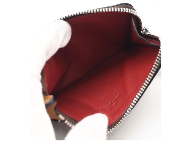 Tarjetero y monedero de piel de becerro de grano suave Anagram Loewe Castaño Roja - vista 10