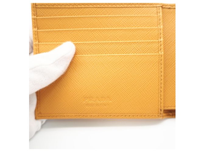 Prada Saffiano Leather Bi-Fold Wallet Orange - view 12