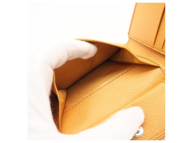 Prada Saffiano Leather Bi-Fold Wallet Orange - view 13