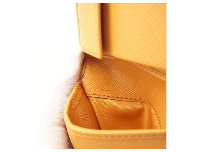 Prada Saffiano Leather Bi-Fold Wallet Orange - view 14