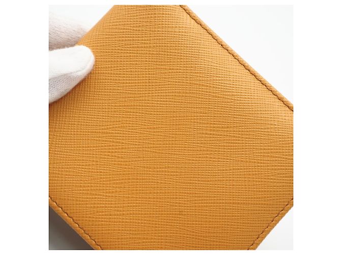 Prada Saffiano Leather Bi-Fold Wallet Orange - view 3