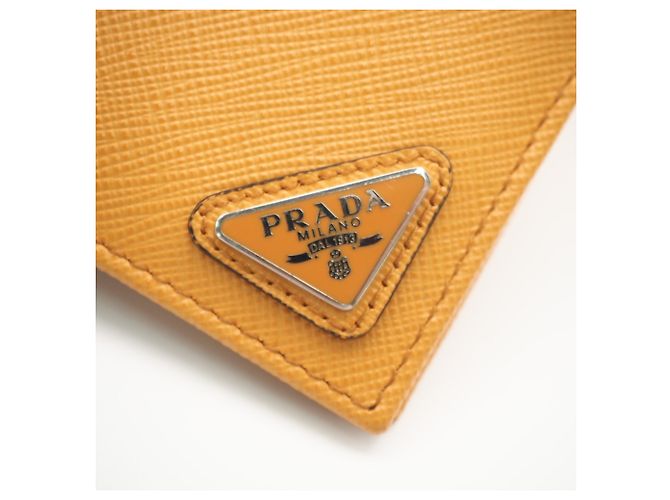Prada Saffiano Leather Bi-Fold Wallet Orange - view 4
