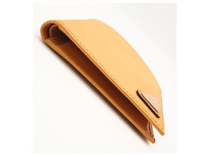 Prada Saffiano Leather Bi-Fold Wallet Orange - view 6