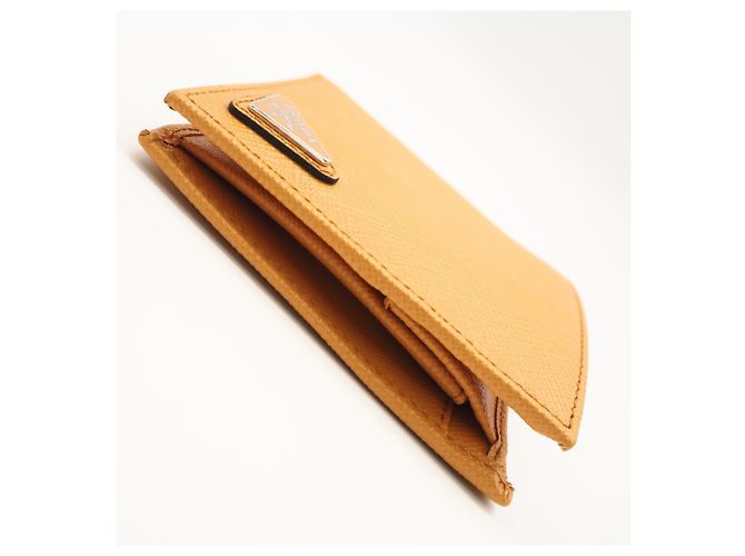 Prada Saffiano Leather Bi-Fold Wallet Orange - view 7