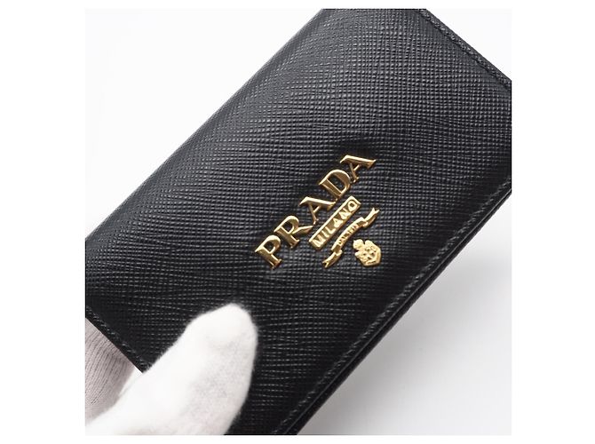 Tarjetero profesional bi-fold Saffiano de Prada Negro - vista 8