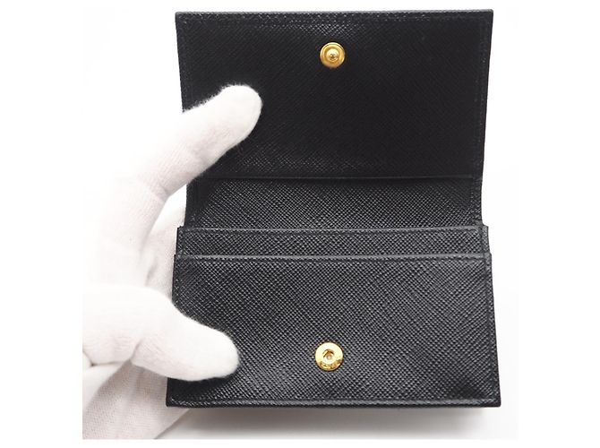 Tarjetero profesional bi-fold Saffiano de Prada Negro - vista 9