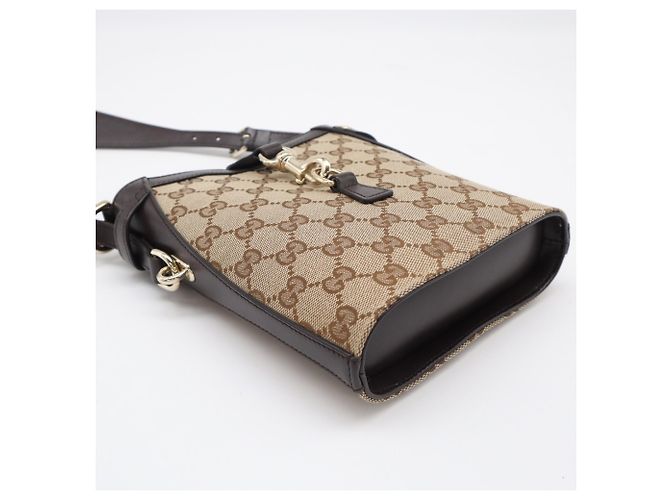Borsa a tracolla mini bucket Gucci GG Canvas Marrone Multicolore - vista 5