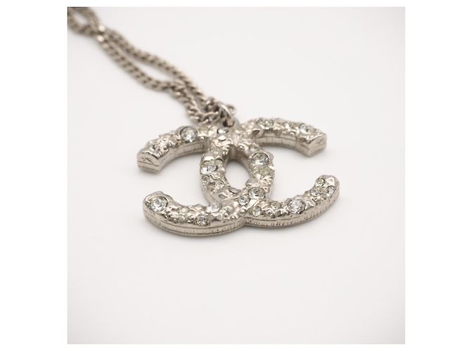 Chanel Coco Mark Strass-Halskette Silber - Ansicht 11