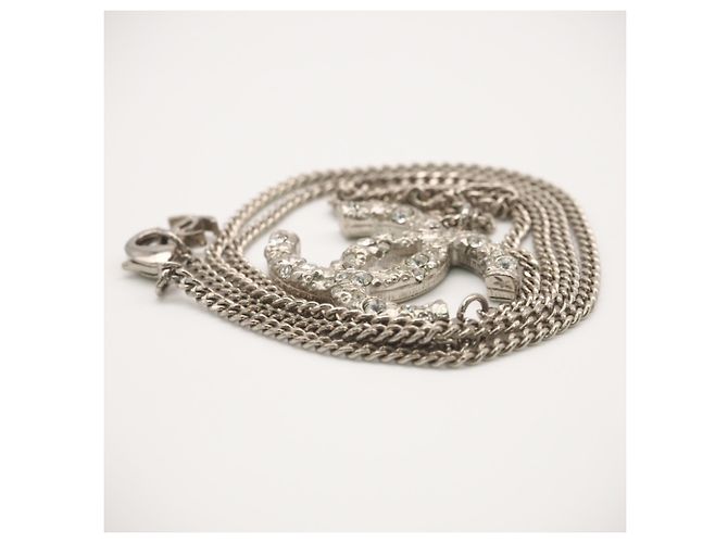 Chanel Coco Mark Strass-Halskette Silber - Ansicht 12