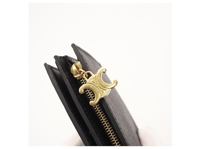 Triomphe Céline Cartera compacta de piel de becerro granulada Celine Negro - vista 3