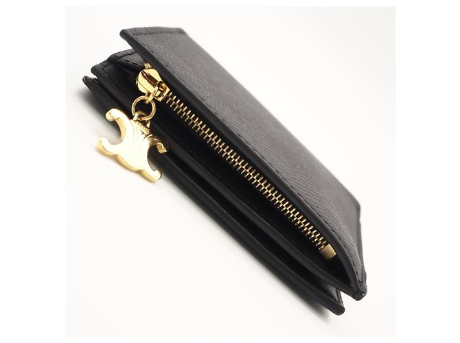 Triomphe Céline Cartera compacta de piel de becerro granulada Celine Negro - vista 4