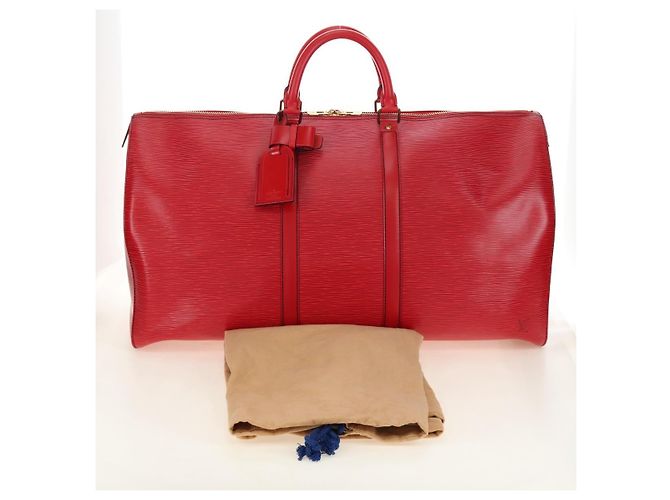 LOUIS VUITTON Epi Keepall 55 Borsa Boston Rossa M42957 LV Auth 189584V Rosso - vista 12