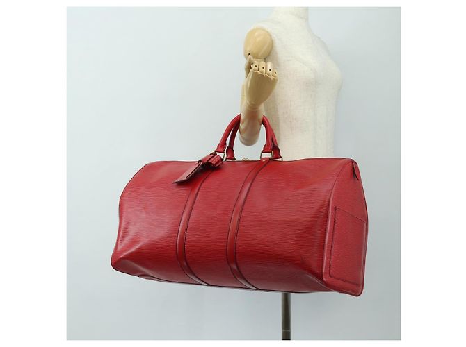 LOUIS VUITTON Epi Keepall 55 Borsa Boston Rossa M42957 LV Auth 189584V Rosso - vista 24