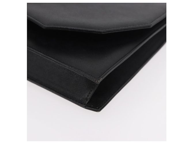 Clutch SAINT LAURENT in pelle nera con dettagli dorati Auth 190126A Nero D'oro - vista 14