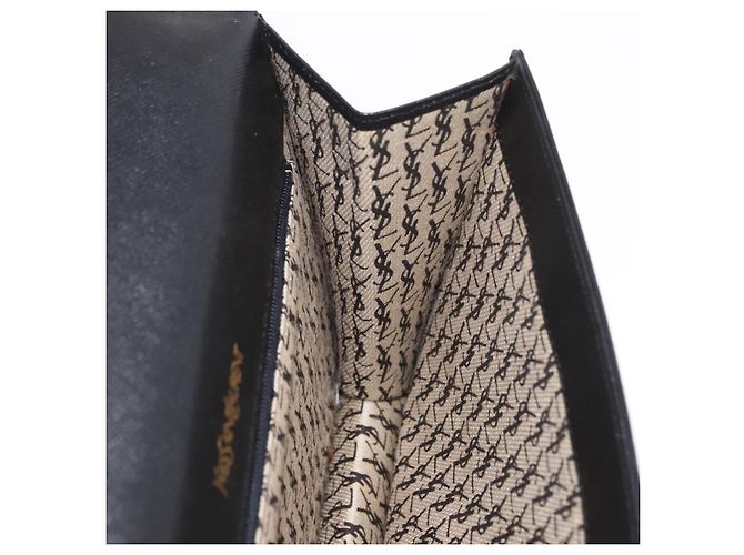 Clutch SAINT LAURENT in pelle nera con dettagli dorati Auth 190126A Nero D'oro - vista 19