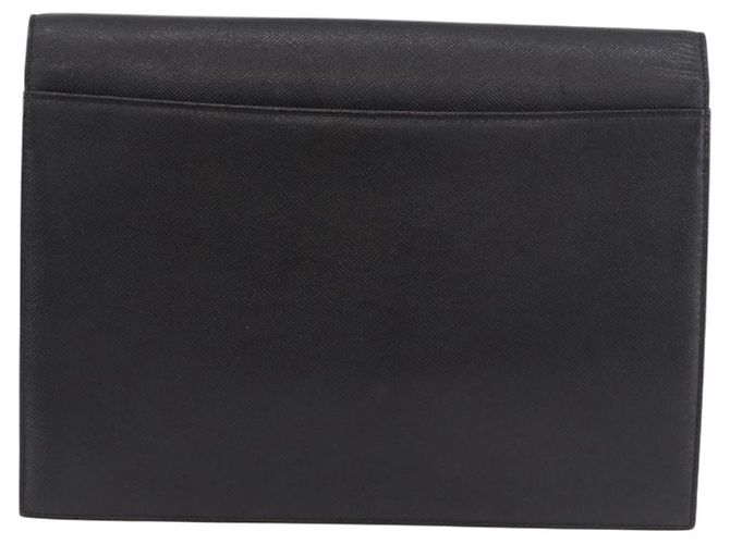 Clutch SAINT LAURENT in pelle nera con dettagli dorati Auth 190126A Nero D'oro - vista 2