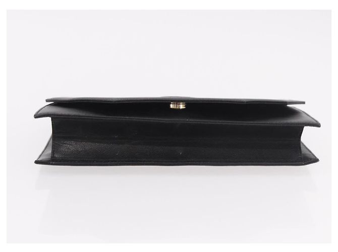Clutch SAINT LAURENT in pelle nera con dettagli dorati Auth 190126A Nero D'oro - vista 6