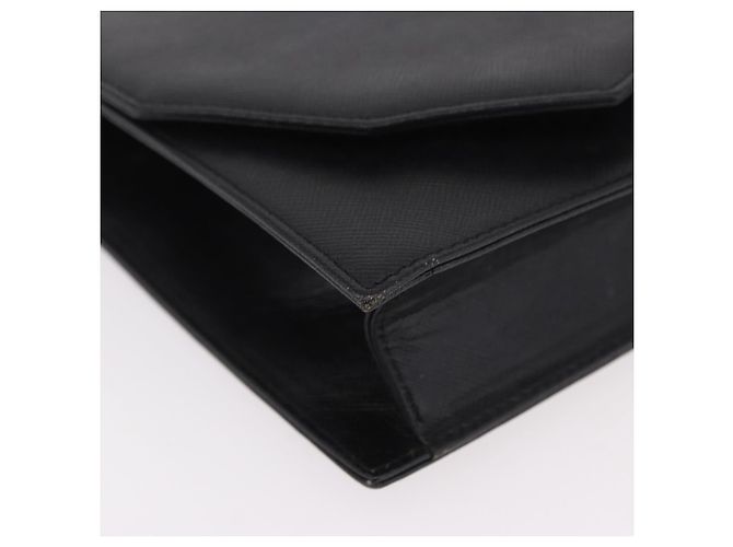 Clutch SAINT LAURENT in pelle nera con dettagli dorati Auth 190126A Nero D'oro - vista 7