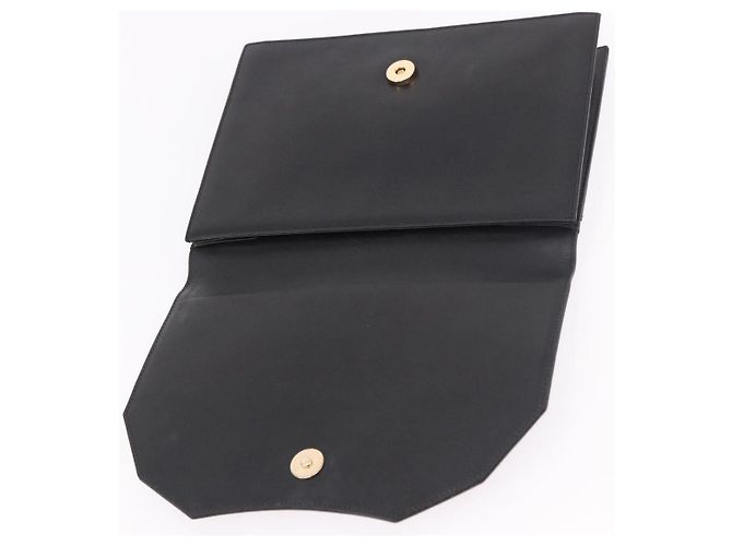 Clutch SAINT LAURENT in pelle nera con dettagli dorati Auth 190126A Nero D'oro - vista 8