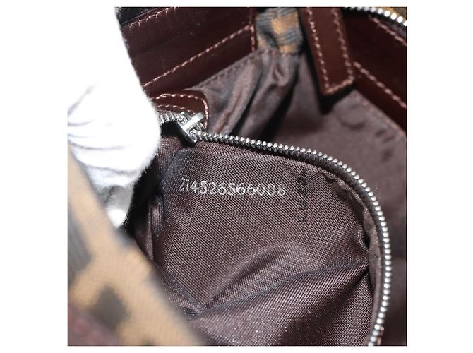 FENDI Zucca Canvas Mamma Baguette Borsa a Spalla Nero Marrone Auth 190180SAV - vista 11