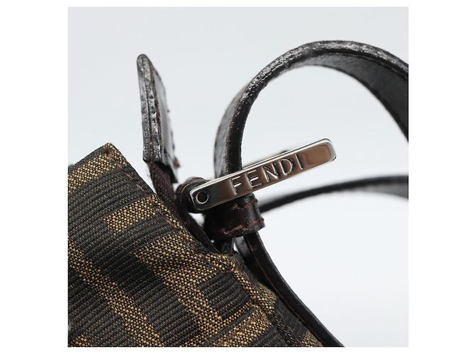 FENDI Zucca Canvas Mamma Baguette Borsa a Spalla Nero Marrone Auth 190180SAV - vista 18