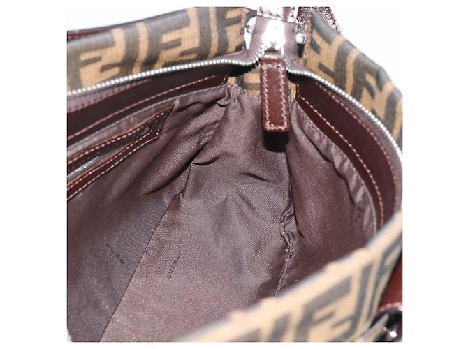 FENDI Zucca Canvas Mamma Baguette Borsa a Spalla Nero Marrone Auth 190180SAV - vista 20