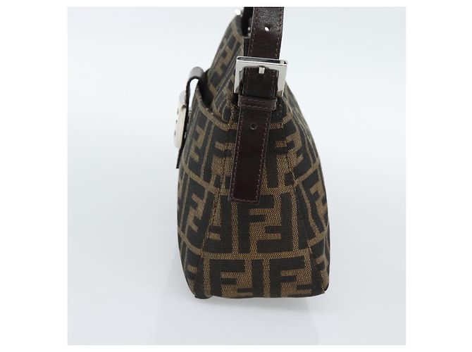 FENDI Zucca Canvas Mamma Baguette Borsa a Spalla Nero Marrone Auth 190180SAV - vista 4