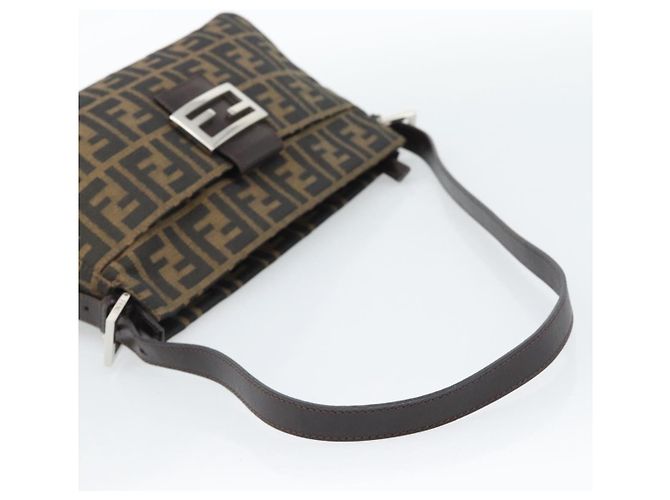 FENDI Zucca Canvas Mamma Baguette Borsa a Spalla Nero Marrone Auth 190180SAV - vista 7