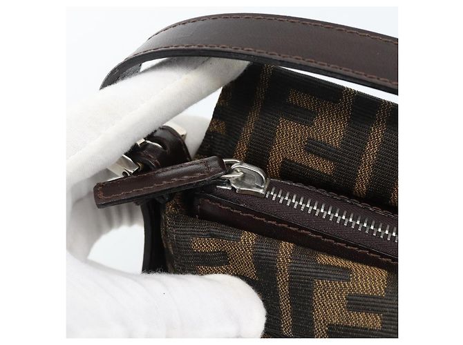 FENDI Zucca Canvas Mamma Baguette Borsa a Spalla Nero Marrone Auth 190180SAV - vista 9