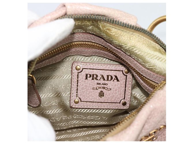Borsa a tracolla con catena PRADA in pelle Vittero Dino rosa e oro autentica 189816A D'oro - vista 10