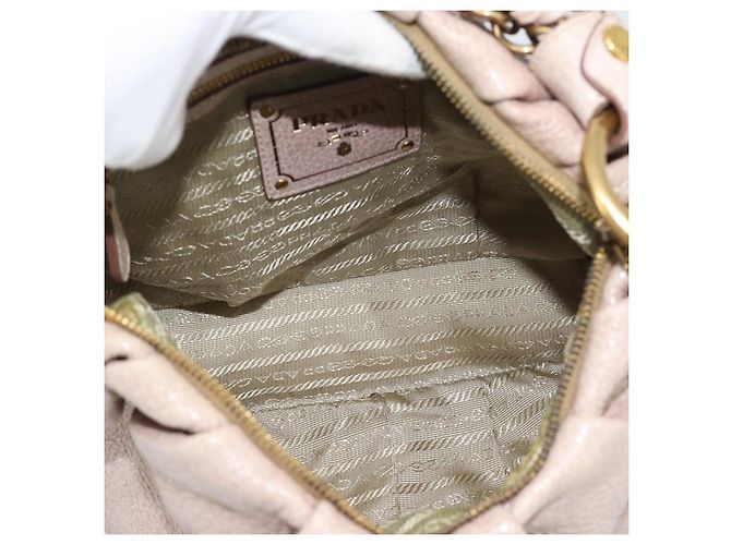 Borsa a tracolla con catena PRADA in pelle Vittero Dino rosa e oro autentica 189816A D'oro - vista 11