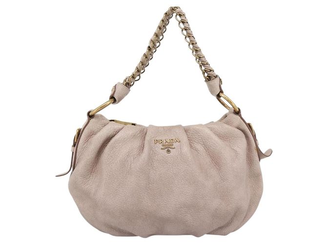 Borsa a tracolla con catena PRADA in pelle Vittero Dino rosa e oro autentica 189816A D'oro - vista 13