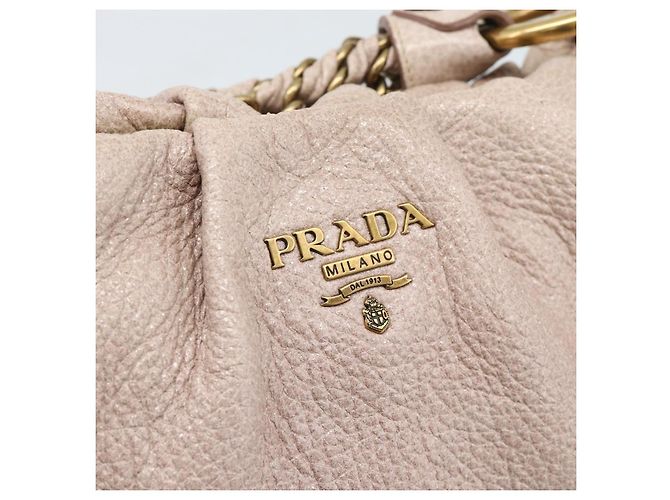 Borsa a tracolla con catena PRADA in pelle Vittero Dino rosa e oro autentica 189816A D'oro - vista 18