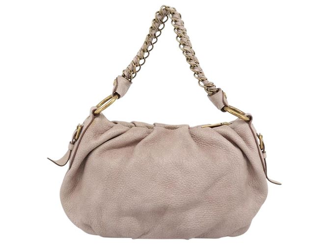 Borsa a tracolla con catena PRADA in pelle Vittero Dino rosa e oro autentica 189816A D'oro - vista 2