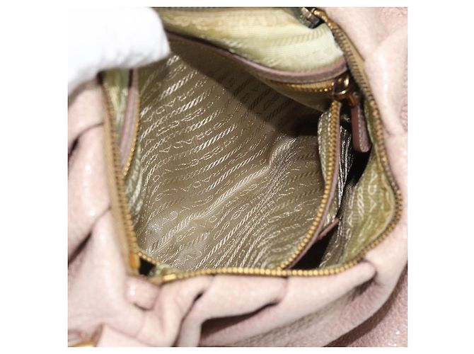 Borsa a tracolla con catena PRADA in pelle Vittero Dino rosa e oro autentica 189816A D'oro - vista 22