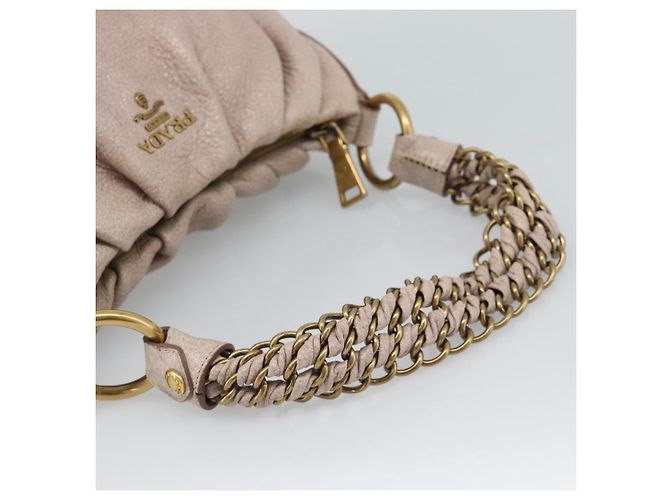 Borsa a tracolla con catena PRADA in pelle Vittero Dino rosa e oro autentica 189816A D'oro - vista 7