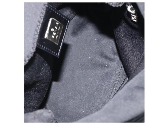 FENDI Handtasche Baumwolle Schwarz Silber Auth mr2595 - Ansicht 10