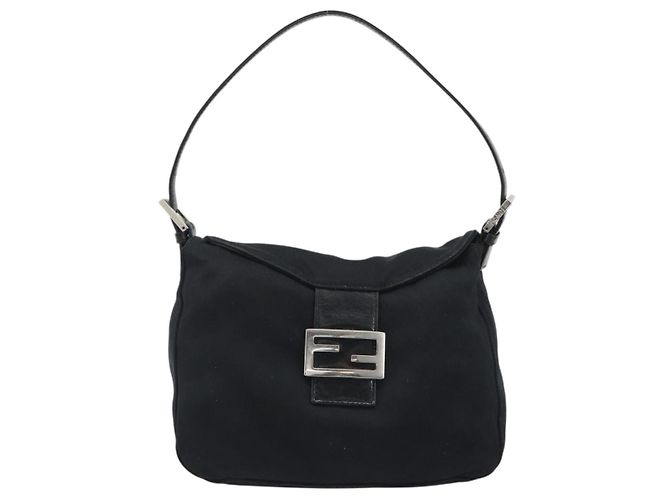 FENDI Handtasche Baumwolle Schwarz Silber Auth mr2595 - Ansicht 13