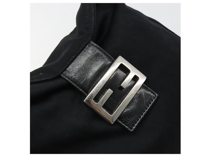 FENDI Handtasche Baumwolle Schwarz Silber Auth mr2595 - Ansicht 19