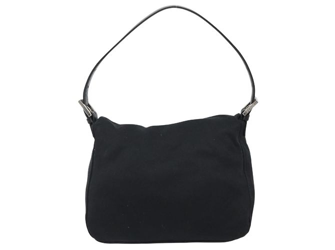 FENDI Handtasche Baumwolle Schwarz Silber Auth mr2595 - Ansicht 2
