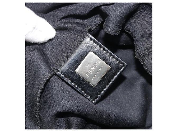 FENDI Handtasche Baumwolle Schwarz Silber Auth mr2595 - Ansicht 20