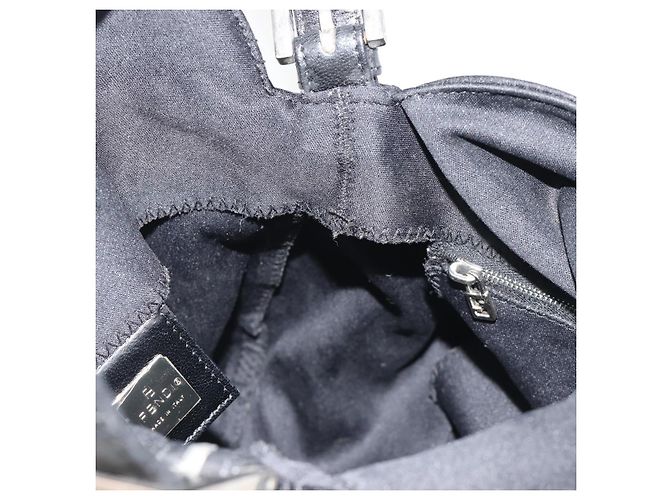FENDI Handtasche Baumwolle Schwarz Silber Auth mr2595 - Ansicht 21
