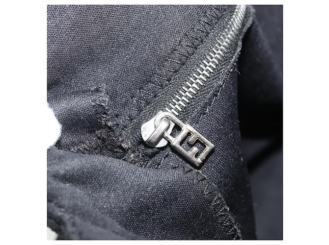 FENDI Handtasche Baumwolle Schwarz Silber Auth mr2595 - Ansicht 23